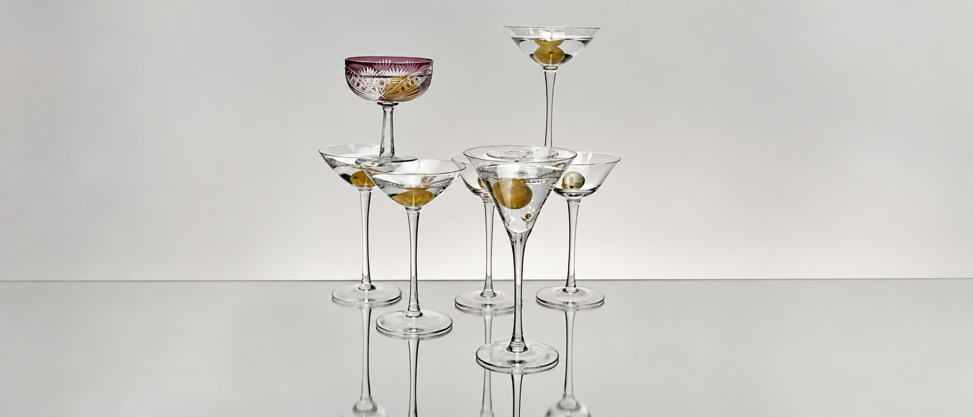 Glassware arranged for an everyday table