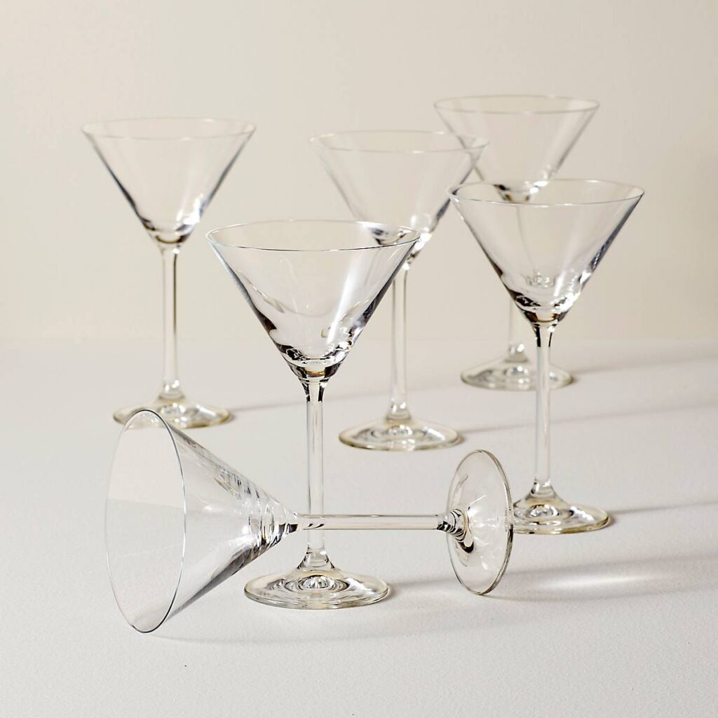 European Glass Martini Glasses, Set of 6