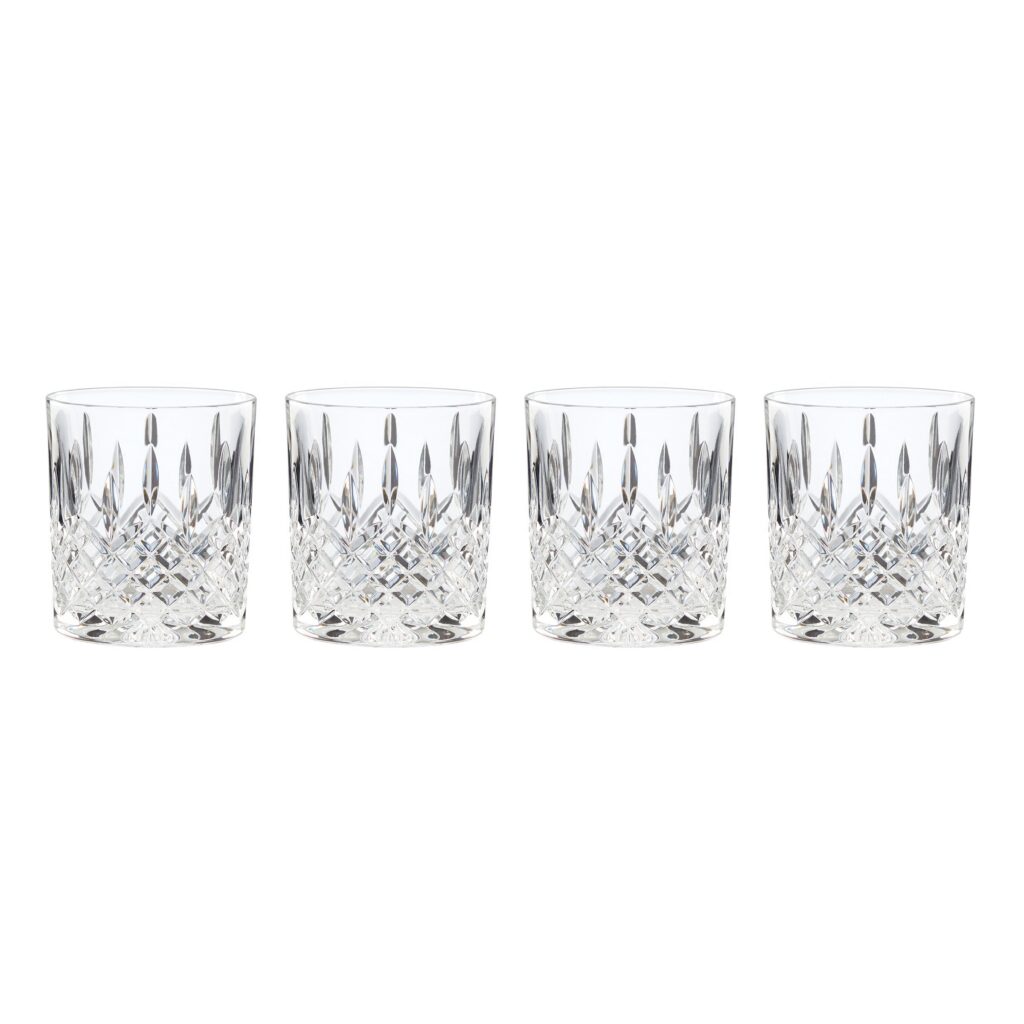 European Crystal Diamond-Cut Double Old Fashioned Glasses, Set of 4