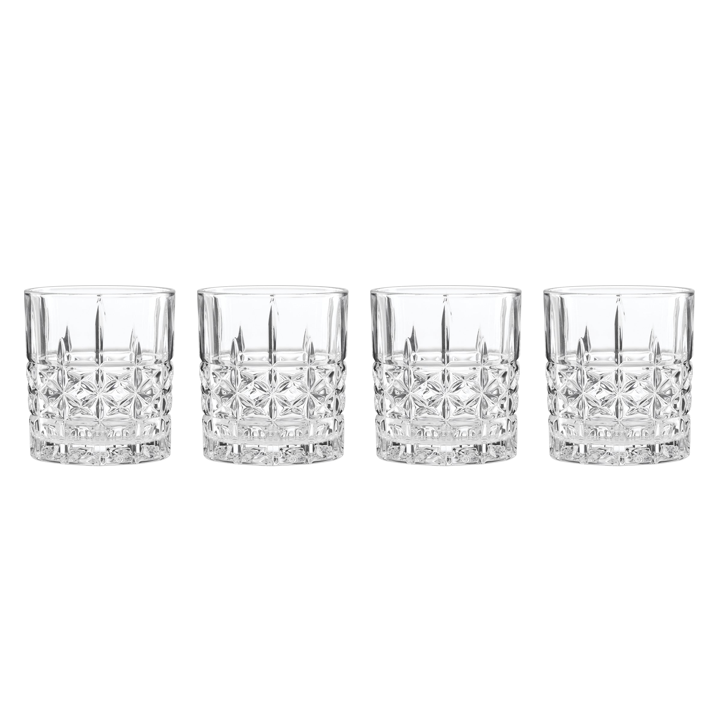 Starburst Cut Double Old Fashioned Glasses, Set of 4