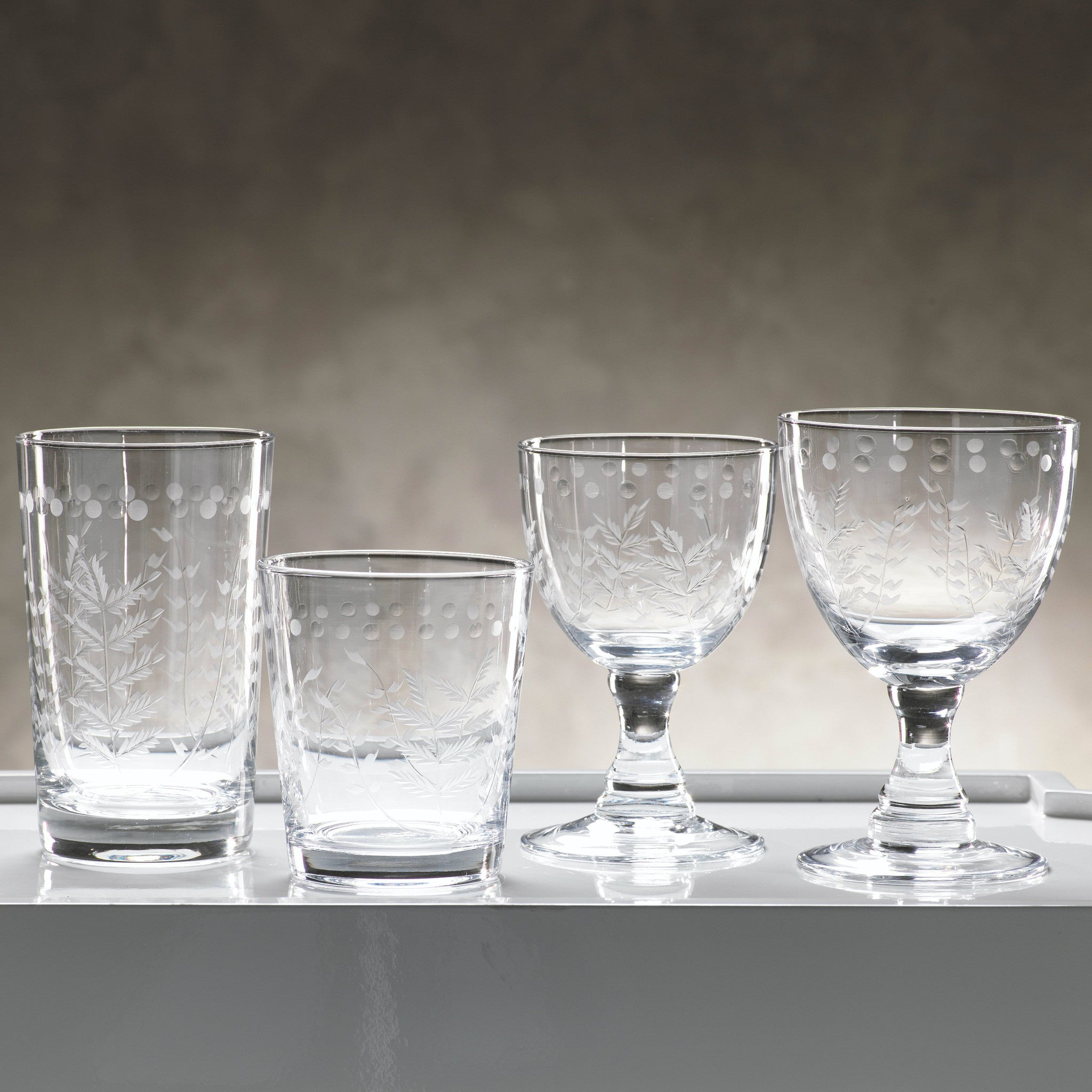 Leaf Pattern Glassware Set of 4 - Image 3