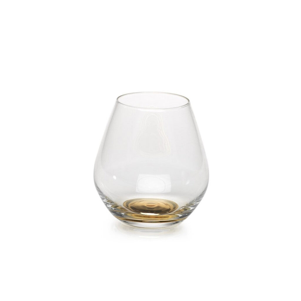 Gold Base Stemless Wine Glass and Decanter