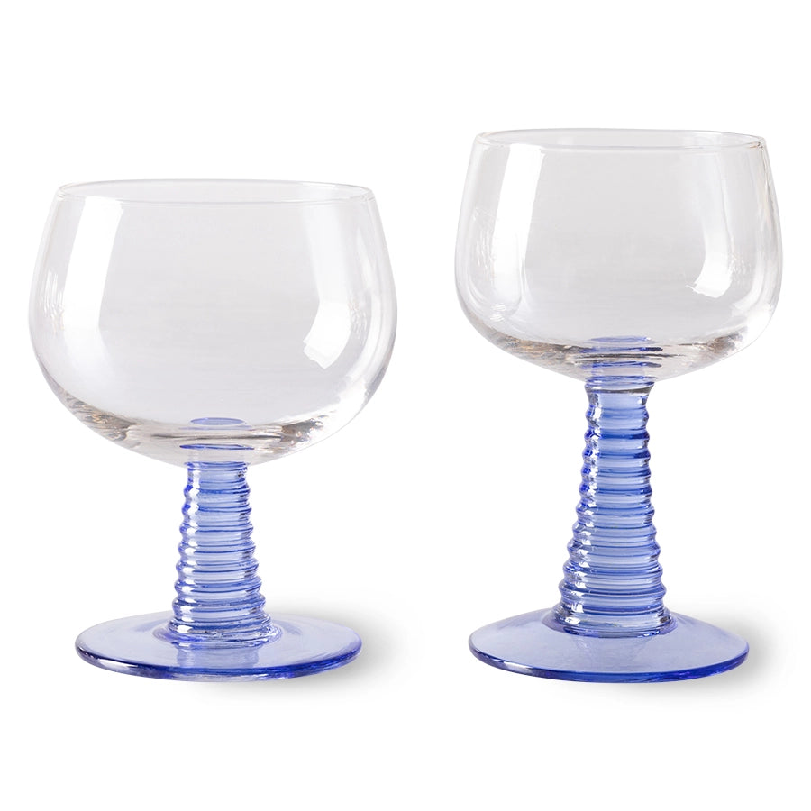 Blue Low Stem Wine Glass - Image 4